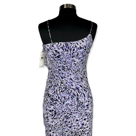 NICOLE MILLER 100% SILK ABSTRACT LEOPARD SEQUIN RUFFLE SPAGHETTI STRAP GOWN - Picture 10 of 17